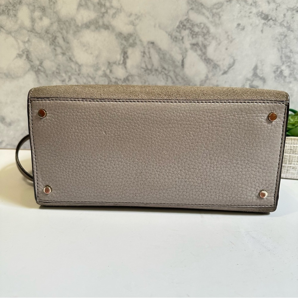 Kate Spade New York gray HAYES SUEDE SMALL SATCHEL crossbody bag - Picture 4 of 11